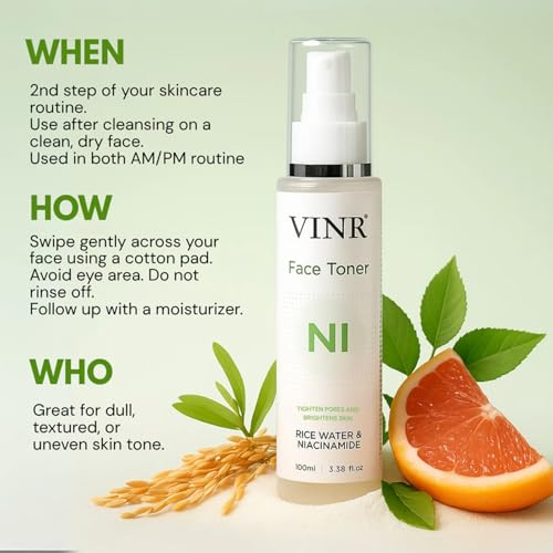 Image of VINR Niacinamide Rice Water Face Toner & Oil-Balance Matte Sunscreen SPF 50 PA+++ | Brightening & UV Shield Combo | Pore-Refining Toner for Daily Use | Clean & Dermatologist-Tested Skincare