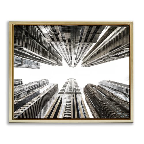 'Looming City Buildings Looking Up Urban'| Floating Frame Canvas Art