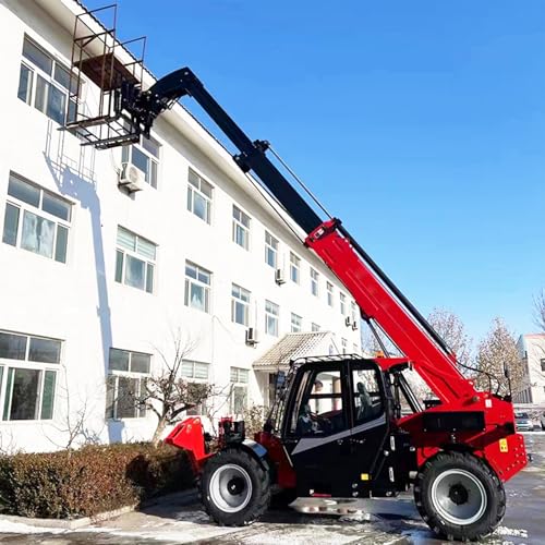 Industrial Telescopic Handler Forklift with 7m/10m/18m Adjustable Boom, Heavy-Duty Construction Telescopic Boom Handler with Smart Load-Sensing Hydraulics for Warehouse & Agriculture