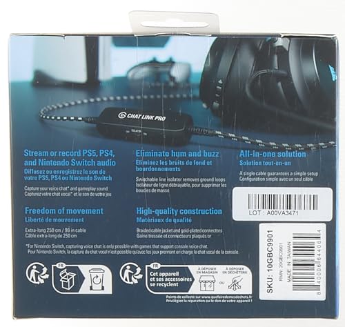 elgato chat link pro - audio adapter for ps5 ps4 nintendo switch capture voice chat gameplay sound extra long cable