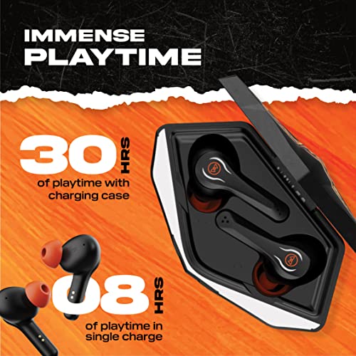 Image of Wings Phantom Orangutan, TWS Earbuds with Gaming Inspired case Design, Wireless Bluetooth 5.3 airpods with SpeedsyncTM, 30 Hours Gameplay and 8 Hours Gameplay, Low Latency 50 ms