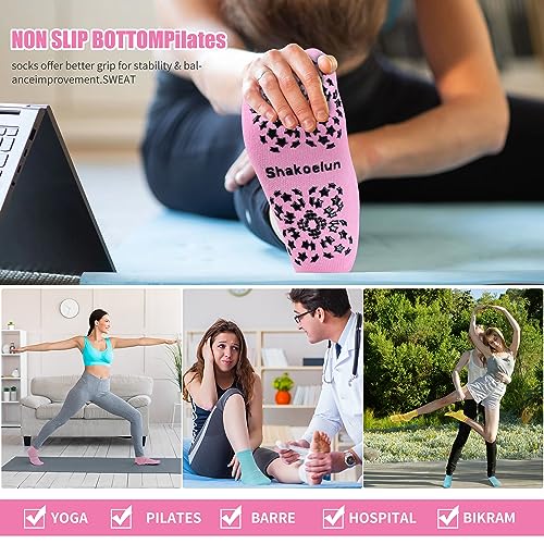 Image of Non Slip Pilates Socks with Grips for Yoga, Barre, Grippy, Hospital, Ballet for Women with Arch Support.
