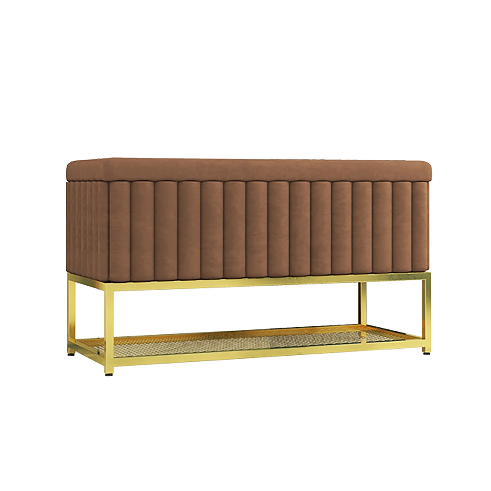 LWJSOCP Velvet Shoe Storage Bench with Metal Shelf Modern Entryway Organizer Seat
