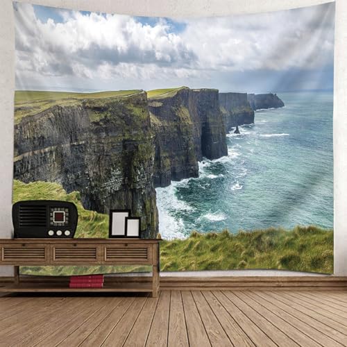 Tenture murale montagnes mer decoration de salon et chambre adulte enfant 240x220