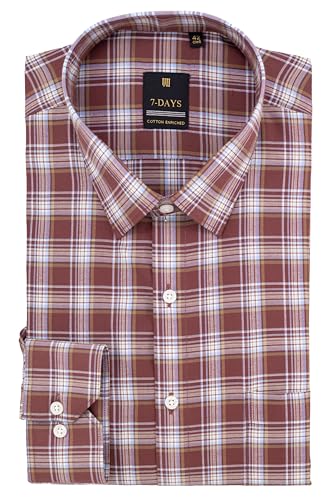 Image of 7-DAYS Men's Premium Checks Formal Shirt - Cotton Rich, Regular Fit, Full Sleeve, with Pocket, Wrinkle Resistant - Stylish Office & Everyday Wear.