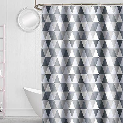 Homehold 240x200cm Gray Shower Curtain With Hooks, Extra Long Polyester