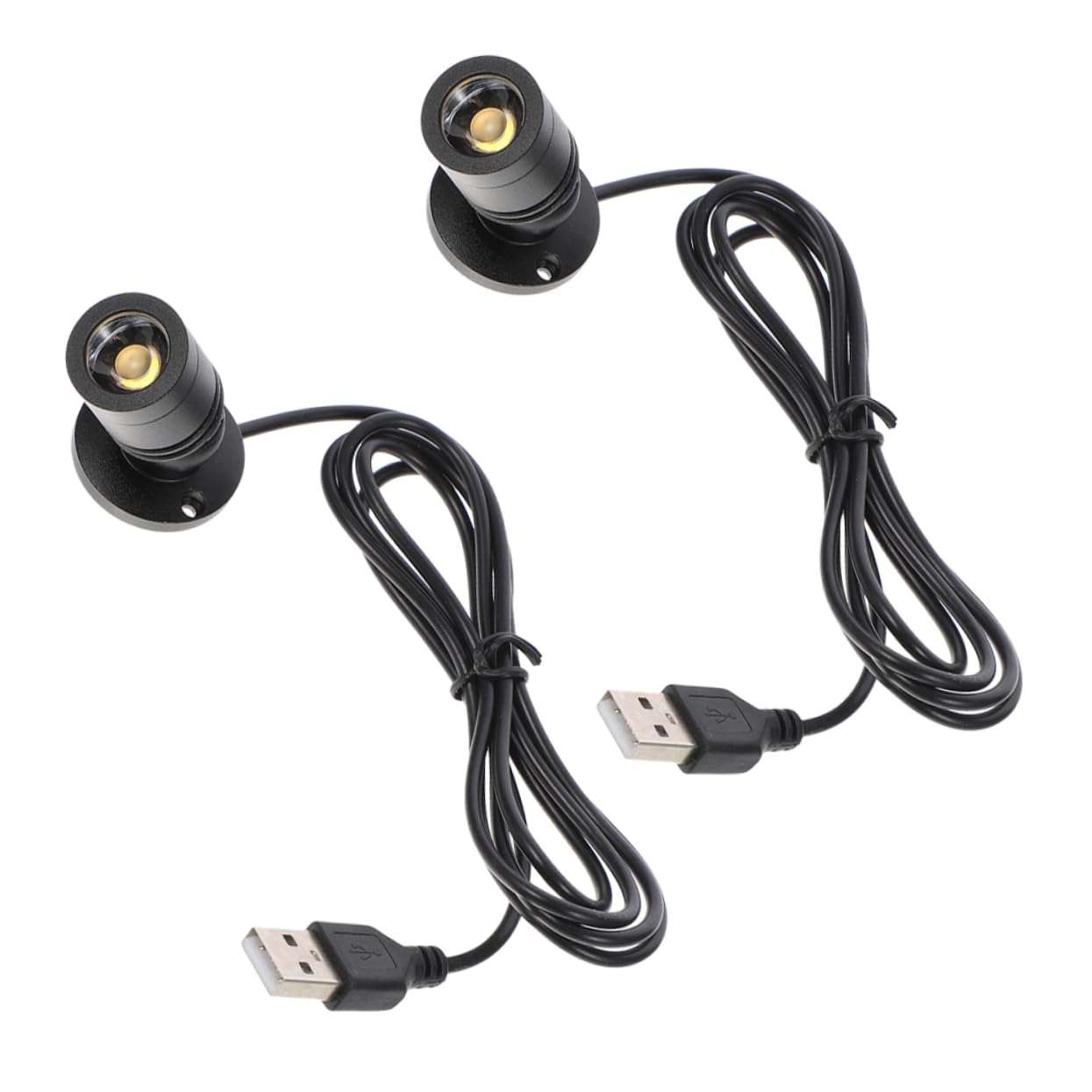 STOBOK 2Pcs USB Interior LED Spotlight Mini Cabinet Lamp for Display Cases No Drilling Required Warm Light for Jewelry and Showcases