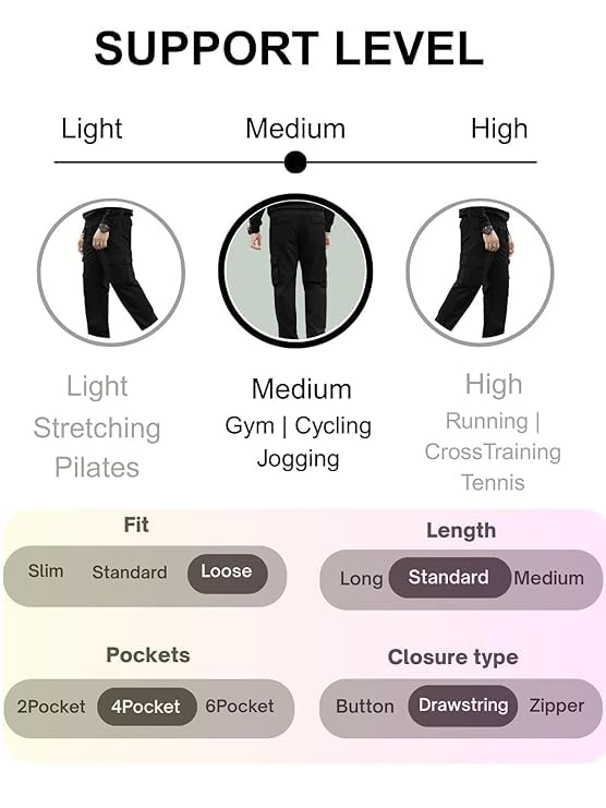 Image of GRECIILOOKS Men's Cargo Pants | 6 Pocket Cotton Cargo Joggers for Men | Loose Fit Stylish Pant with Pockets | Casual Baggy Trousers & Streetwear Lower