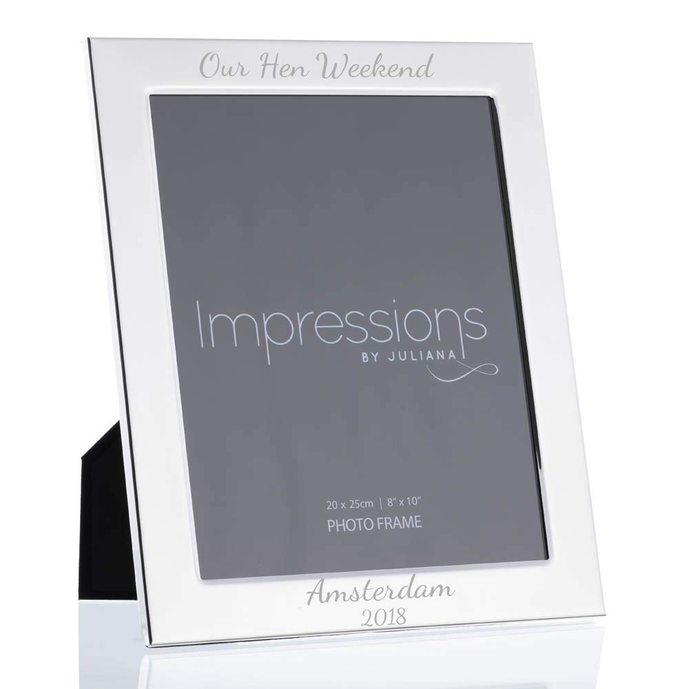 Personalised 8" X 10" Silver Plated Flat Edge Photo Frame With Stand - Engraved With Your Custom Text