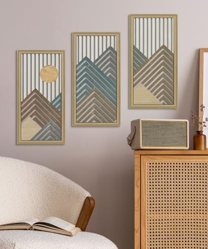 Panneaux muraux modernes triptyque montagne en MDF Putuo Decor - 5