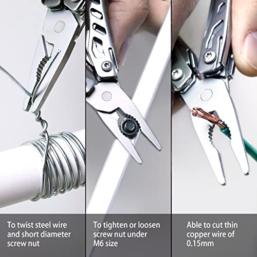 Image of Nextool EDC Keychain Multitool, 10 in 1 Mini Pocket Knife Multi Tool with Needlenose Pliers, Scissors, Mini Useful Cool Gadgets for Men, Father's Day Gifts from Daughter-Sliver
