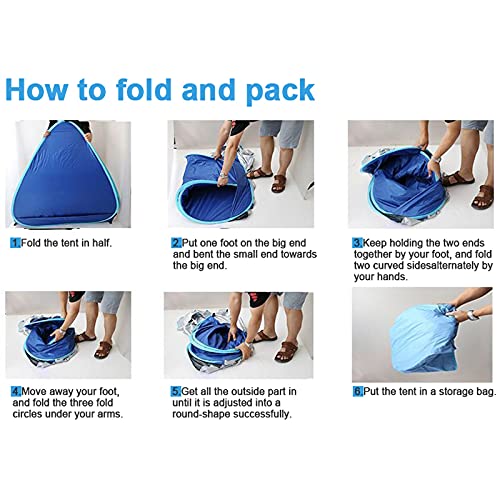 Image of Pop Up Beach Tent for 1-3 Person, Sun Shelters Portable Tent with Stakes, UPF 50+UV Protection Rating for Family Camping Fishing Picnic
