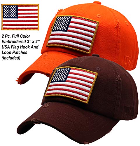 Image of Antourage American Flag Unisex Baseball Hat for Men and Women | USA Flag Mesh Snapback Flat Visor Cap + 2 Patriotic Patches