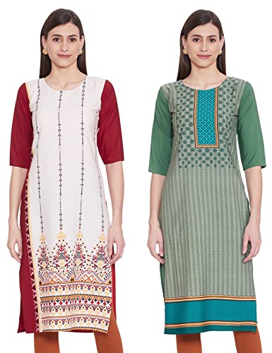 Sancom Women’S Crepe Straight Fit Kurta (G-052-220-229_Multi_3Xl)