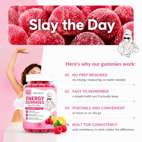 Balancing Act Slay the Day Energy Gummies, B12, CoQ10 & Cognizin, 60 Count - Image 4