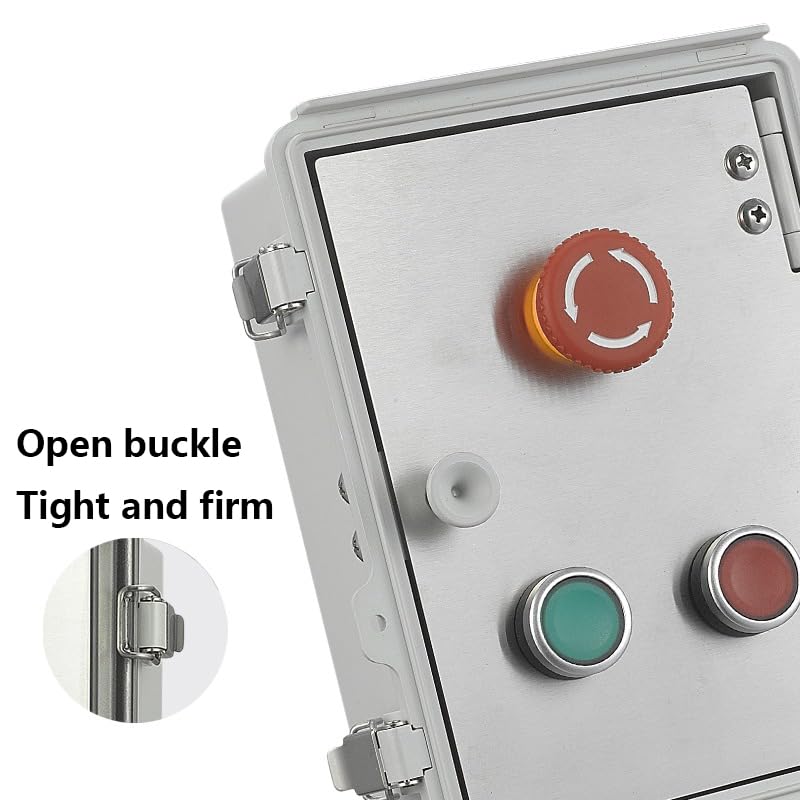 Caja de interruptores de control de botón impermeable for exteriores de 220 V CA, lámpara indicadora de arranque y parada de emergencia, caja de conexiones con interruptor de autorrecuperación(45719)