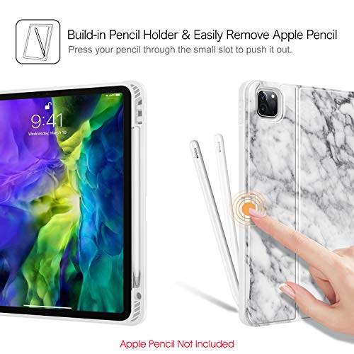 Fintie Keyboard Case For Ipad Pro 11" 2020 (2Nd Generation), Ipad Pro 11 Inch 2018 - Soft Tpu Back Stand Cover With Pencil Holder, Magnetically Detachable Wireless Bluetooth Keyboard, Marble White #TOP7