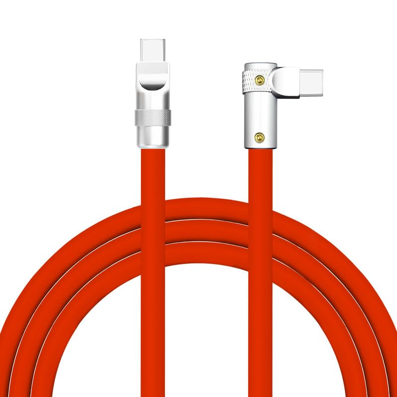 chubbycable FlexElbow Pro – 90° Design 100W Fast Charge Cable Ultra-Thick Silicone Right Angle USB C Cable Universal Phone Tablets Charging Cord, Red, Type-C to Type-C, 0.82FT chubbycable FlexElbow Pro – 90° Design 100W Fast Charge Cable Ultra-Thick Silicone Right Angle USB C Cable Universal Phone Tablets Charging Cord, Red, Type-C to Type-C, 0.82FT