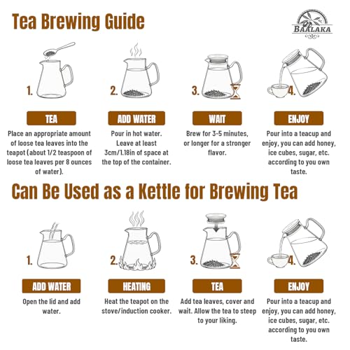 Image of Baalaka Glass Teapot with Infuser, Stovetop Glass Tea Kettle, 33oz /1000ml