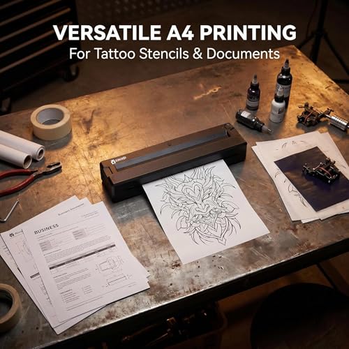 Image of Tattoo Stencil Printer Machine Bluetooth, Thermal Tattoo Transfer Printer, Wireless Tattoo Printer for Tattoo Artists and Beginners, Support Both Mobile & PC, Black