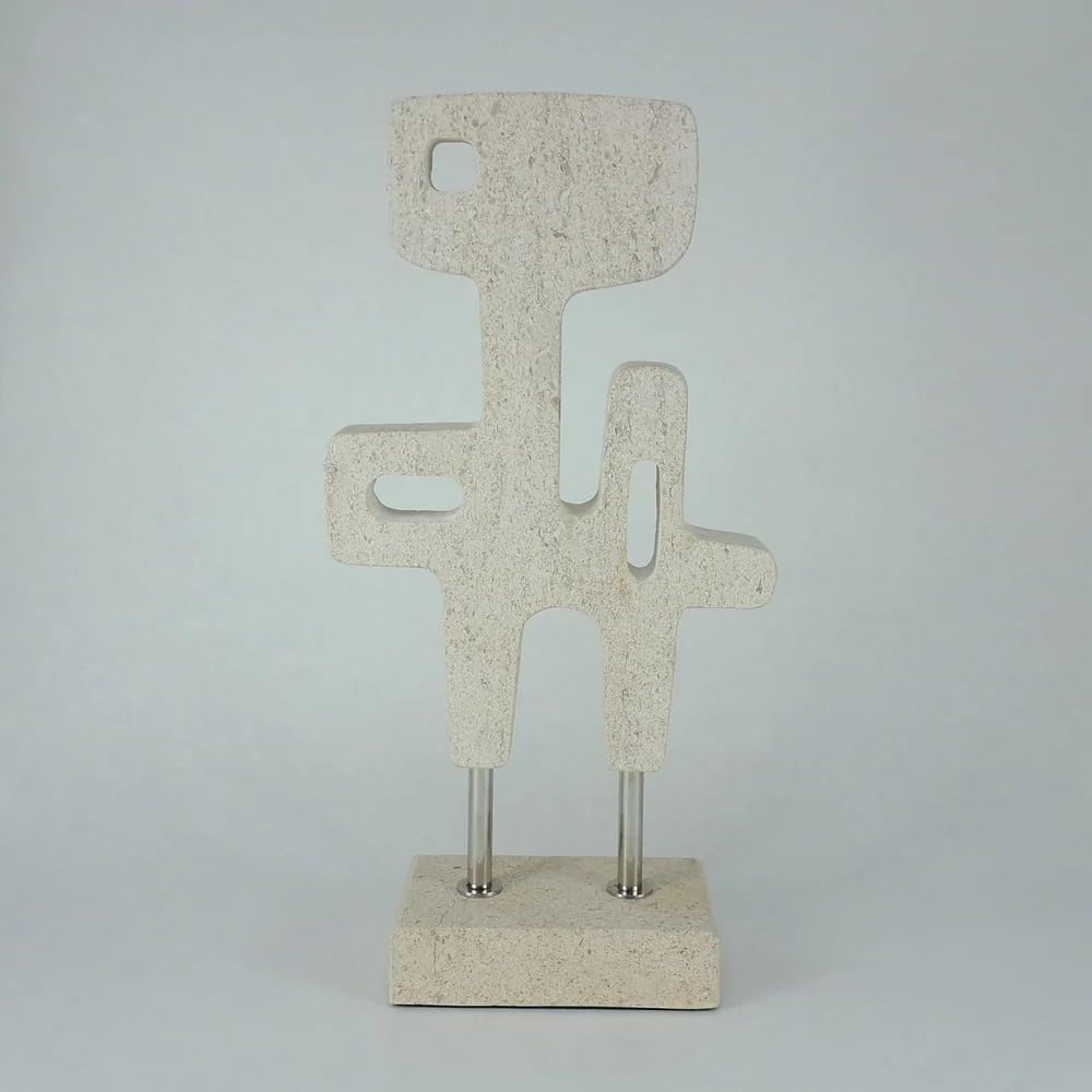 Maison & Werk Kalkstein Skulptur (22 × 43 × 10 cm) – Exklusives Dekoobjekt, Moderne abstrakte Marmor Design Figur für Fensterbank Deko, Wohnzimmer Modern & Deko Wohnzimmer