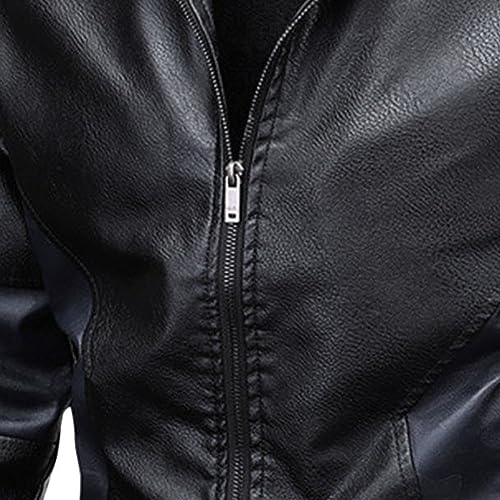 Chaqueta de cuero sintético patchwork para hombre miniatura 4
