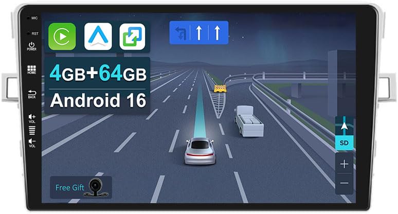 KEC 9” [4+64G] Android 16 2 Din Autoradio per Toyota Verso E'z 2010-2015-CarPlay | Android auto | Mirror Link | GPS | Bluetooth 5.0 | SWC+CAM Incluso