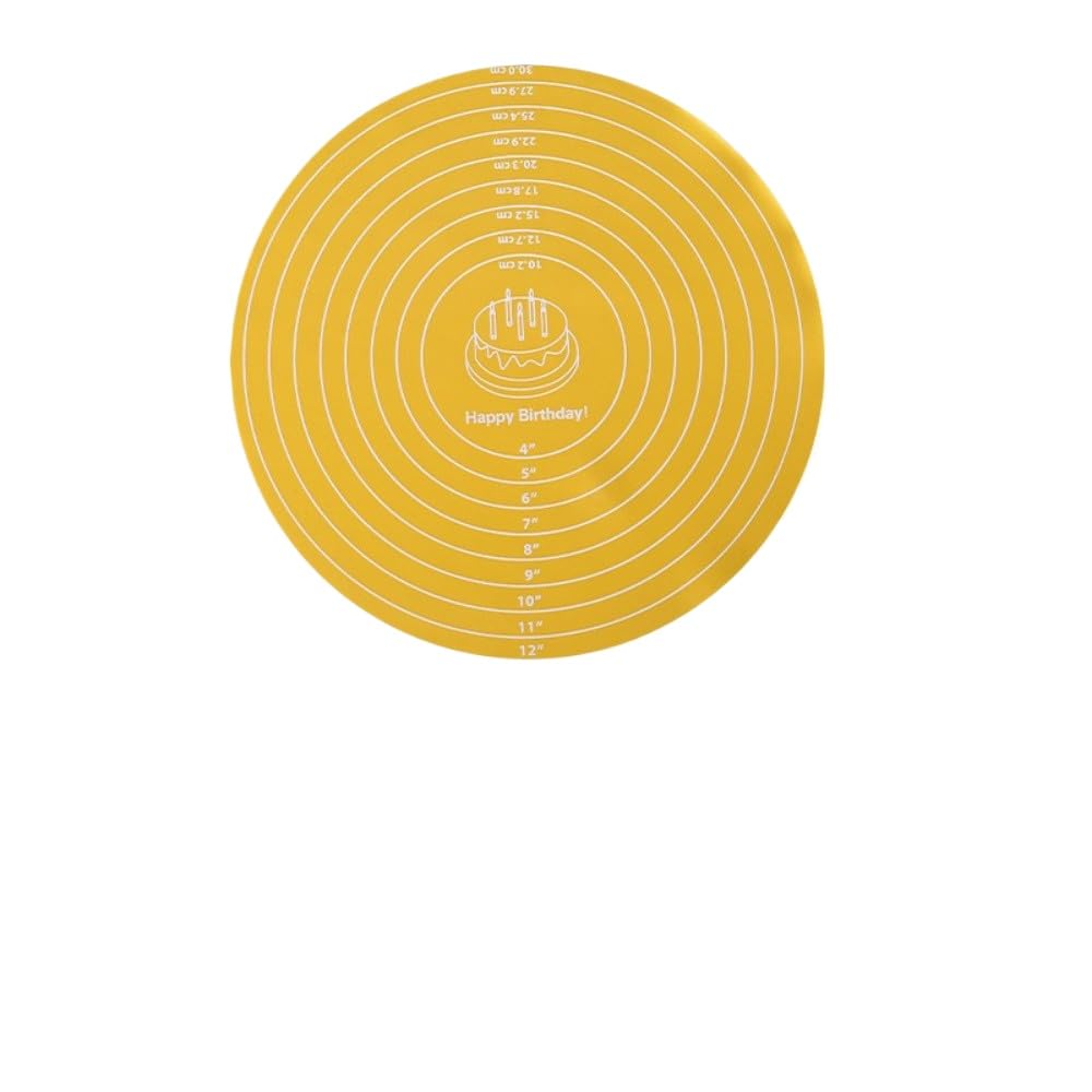 Rocky Green Silicone Pastry Mat - Non-Slip Dough Kneading Pad for Baking,Cooking & Decorating,Round Anti-Skid Surface Protector (Multiple Colors) (Yellow)