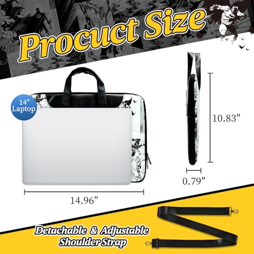 Superhero Laptop Case Bag, 14 inch Computer Bag Compatible with MacBook, HP, Dell, Lenovo, Asus, Acer, Water Resistant Laptop Messenger Shoulder Sleeve with Strap – Ideal Gift for Teens & Adults4