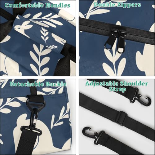 Bunnies Personalized Duffel Bag Weekend Overnight Travel Bag Sports Waterproof Gym Bag Lightweight Dance Bag Dark Blue White4