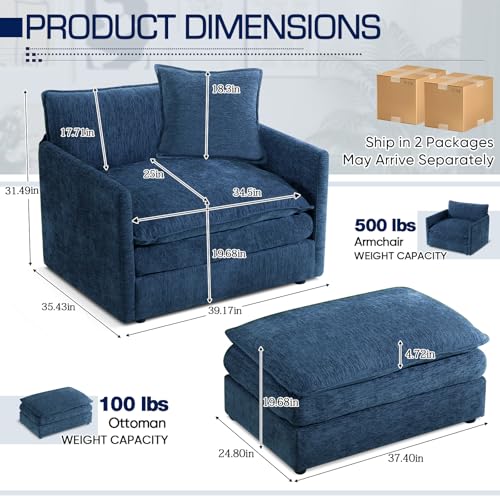 Sillón Plegable Chenille Azul miniatura 3