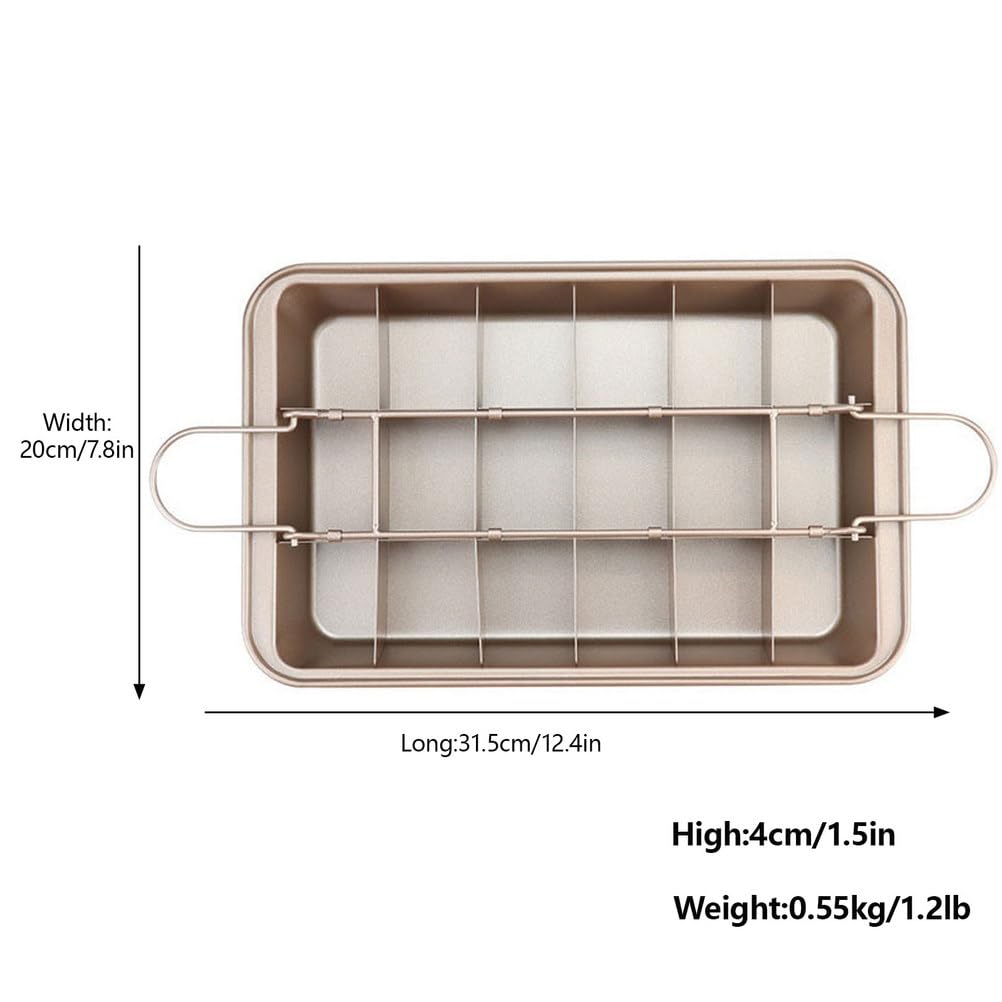 Rechteckige Antihaft-Backform mit Trennwänden und integriertem Hobel – perfekt für Kuchen, Fudges und Schokolade – 32 x 20 x 3,8 cm Backzubehör