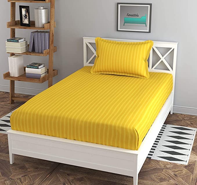 Image of Prime Collection 180 TC Cotton-Blend Long Lasting Single Sized(90x60) Inch 1 Bedsheet with 1 Pillow Covers Single Bedsheet for Hotel, Hospital and Home Use