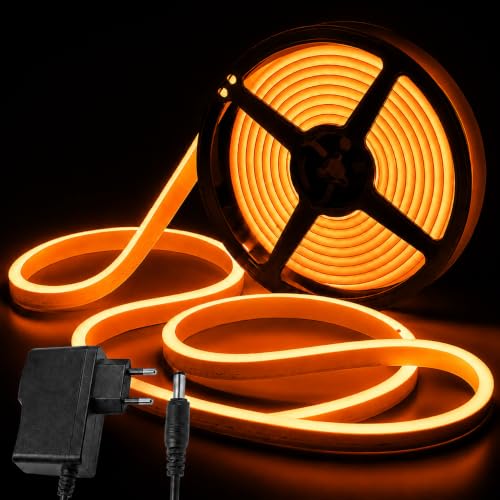 Image of HEADLY 16.4 Feet LED Neon Strip Lights, with 12V Adapter, Waterproof IP65, Silicone Flexible Rope Light for Home Wall Decor | Neon Lights | 5 Meter |
