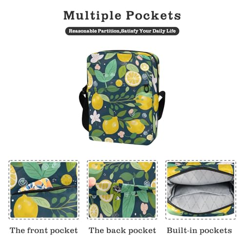 Crossbody Bag Lemon Flower Summer Messenger Bag for Women Men Purse Shoulder Bag Satchel Bag with Adjustable Strap 214A93462