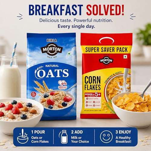 Image of Birla Morton Corn Flakes 500 Gm & Oats 100% Natural 500 Gm Pack of 2