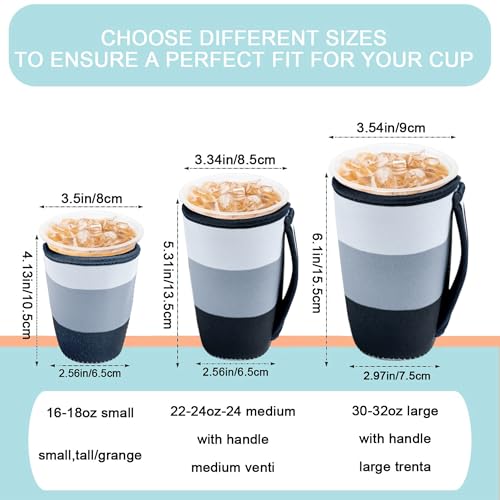 Image of KJQJLY 3 Pack Reusable Iced Coffee Sleeves for Iced Coffee Cups or Drinks Reusable Neoprene Insulated Sleeves for Hot and Cold Drinks from Starbucks, Dunkin, And More (Navy Blue)