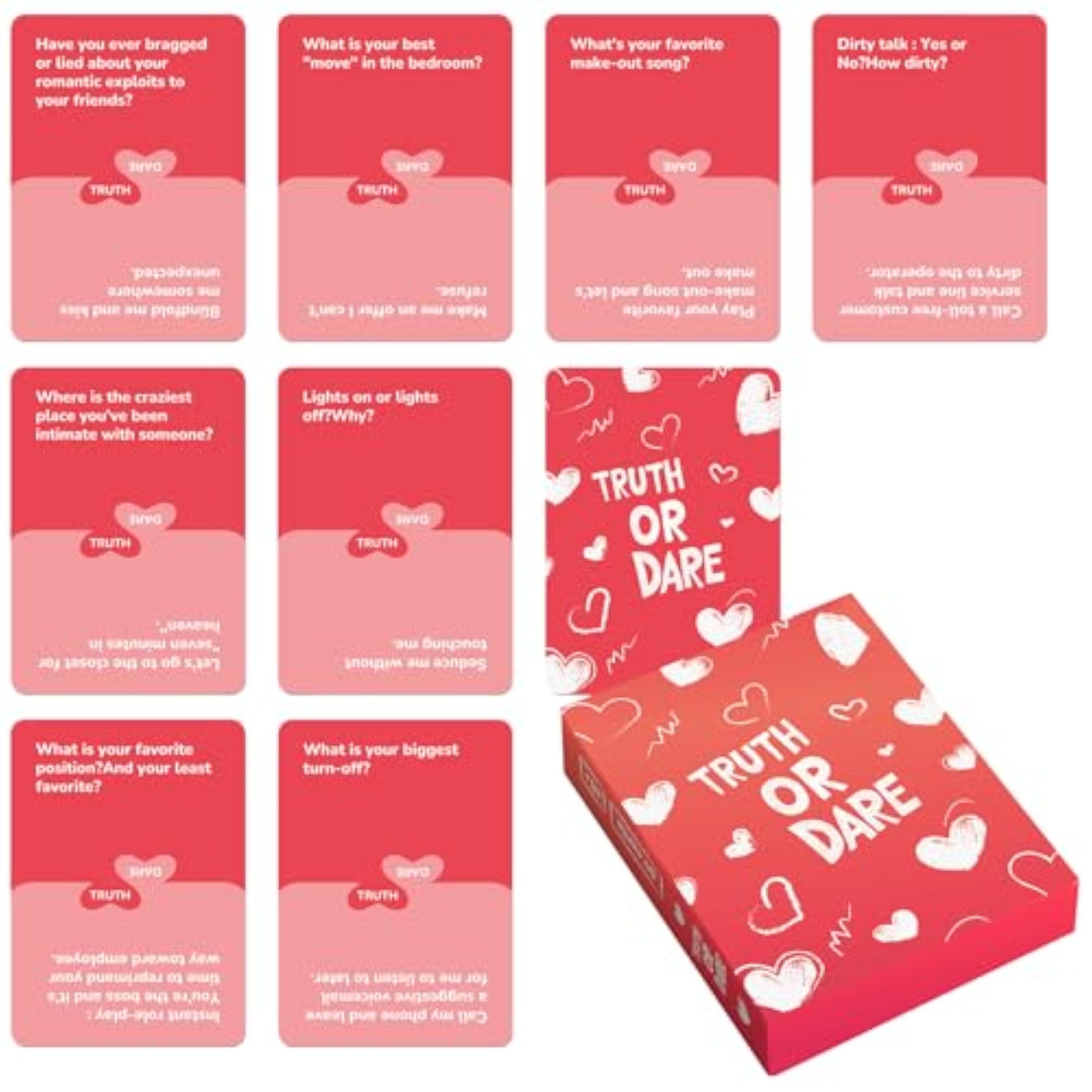 Card Games for Couples - 50 Conversation Cards with Truth & Challenge Tasks | Romantic Date Night Deck, Playful Party Favor for Lovers Valentine Drinking Games Adults Teen Dating Family Friends