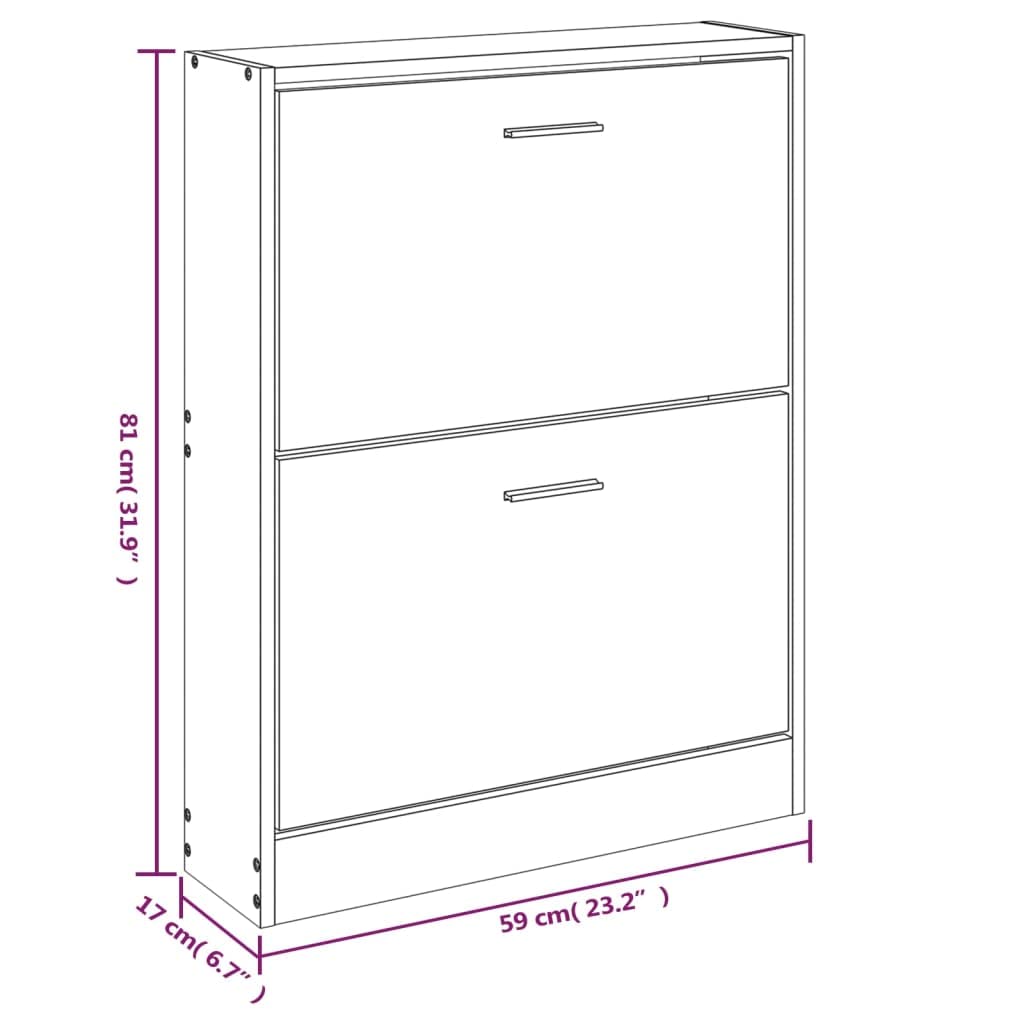 Schuhschrank Betongrau 59x17x81 cm Holzwerkstoff Schuhschrank Schmal Hoch Schuhregal Geschlossen