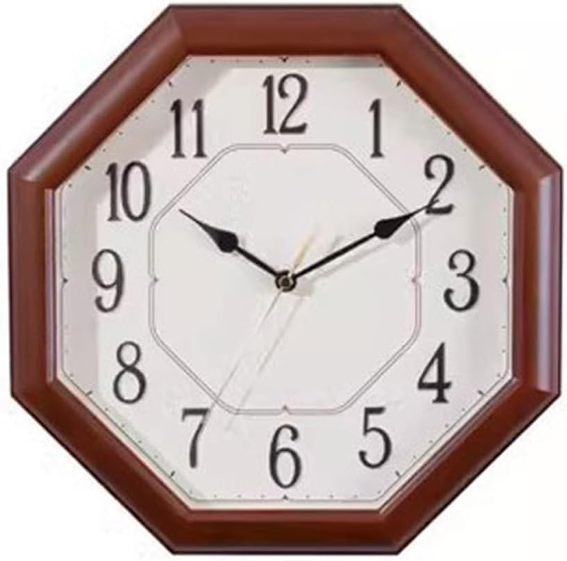 Horloge murale silencieuse octogonale lumineuse à quartz pour décoration murale