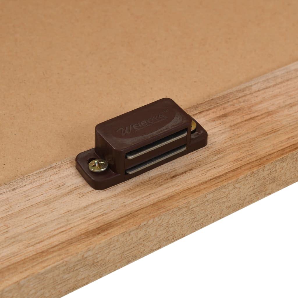 Mobile sottolavabo con specchio in legno massello di noce e compensato, mobile da bagno con due ante a griglia, ampio scomparto e ripiano per asciugamani e prodotti igienici