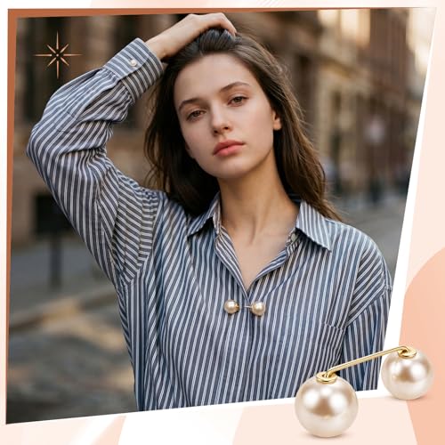 Image of WILLBOND 6 Pcs Artificial Pearl Brooch Pins Sweater Shawl Safety Clips Dress Clips for Women