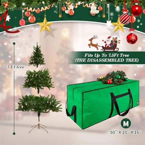 Image of 7.5 ft Christmas Tree Storage Bag, Heavy Duty Christmas Tree Bag with Reinforced Handles and Dual Zippers Wide Opening, Large Capacity fits for Artificial Christmas Tree (Green, 7.5ft)