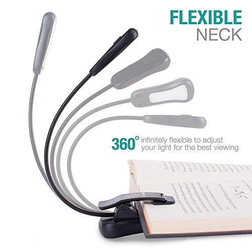 Image of Vekkia LuminoLite Rechargeable 7 LED Book Light, Clip-on for Reading in Bed, 3 Color & 3 Brightness Adjustable, 70 Hrs Wireless Reading, White, Plastic