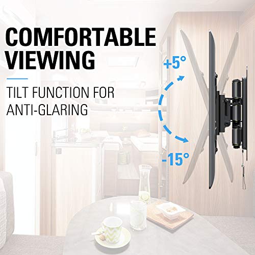 Mounting Dream Lockable RV TV Mount for 17-43 inch TV, RV Mount for Camper Trailer Motor Home Boat Truck, Full Motion Unique One Step Lock Design RV TV Wall Mount, 200mm VESA 44 lbs. MD2210, black