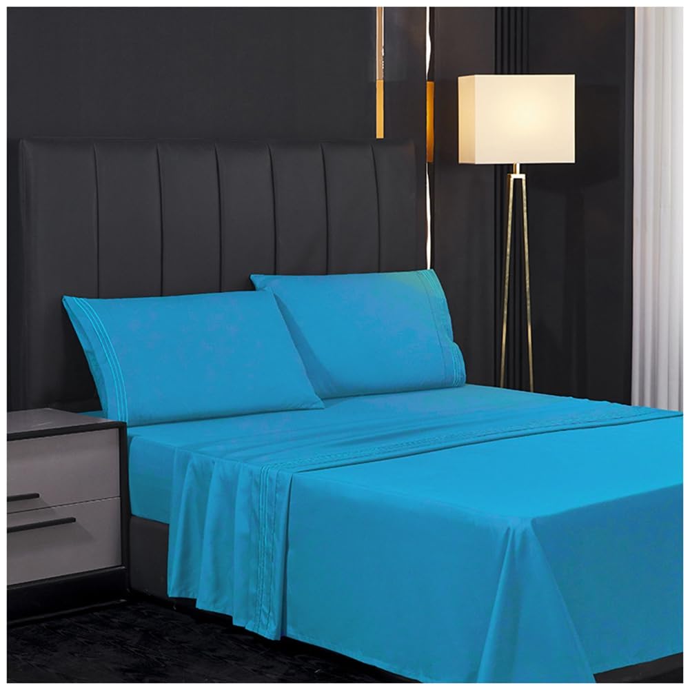 YAOTTSheet Set 3/4Pcs Hotel Luxury Bed Sheet Ultra Soft Microfiber Flat Sheet Breathable Wrinkle Free Fitted Sheet Pillowcases Set,JT015-15,CaliKing 182X213cm