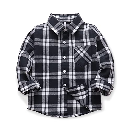 Image of OCHENTA Men's & Boys Flannel Shirts Button Down Long Sleeve Plaid Shirt Family Matching Outfits