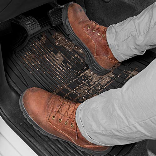 Cat® Large Heavy Duty Rubber Floor Mats, Total Protection Durable Trim To Fit Liners For Car Truck Suv & Van, All Weather, Black (Camt-150-Bk) #TOP5
