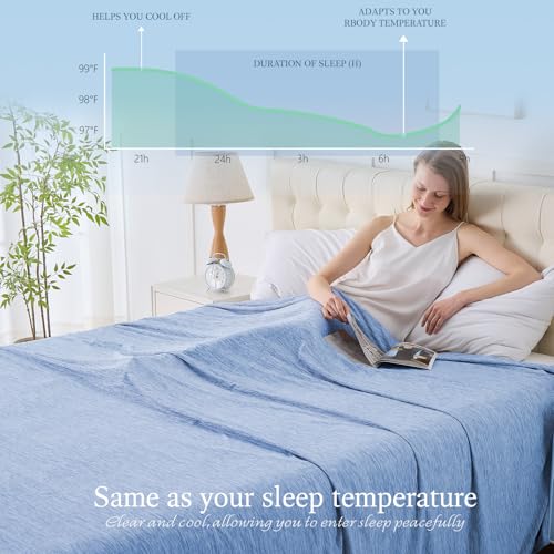 Image of Cooling Blanket King Size, 90 inchx108 inch Cooling Blankets for Hot Sleepers, Cold Blanket Thin Lightweight Breathable Soft for Couch Bed, Lightweight Blanket Keep Cool for Night Sweats
