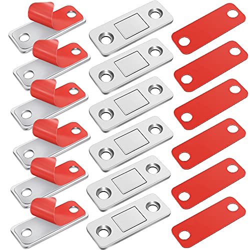 Image of FATLODA 6 Pack Magnetic Door Catch, Ultra Thin Cabinet Magnets Stainless Steel Cabinet Door Magnetic Catch, Adhesive Cabinet Door Magnets for Kitchen Closet Drawer Magnetic Cabinet Latch
